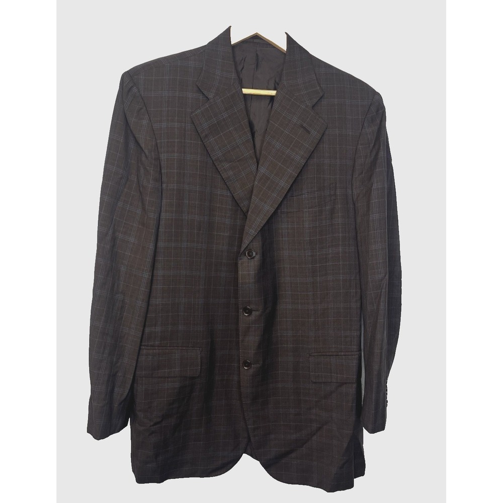 Pal Zileri Sartoriale Mens Blazer Jacket Wool Glen Plaid Check Brown Blue IT 58